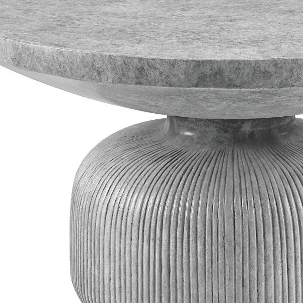 30" Gray Cement Round Pedestal Coffee Table