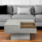 32" Gray Cement Square Distressed Pedestal Coffee Table