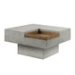 32" Gray Cement Square Distressed Pedestal Coffee Table