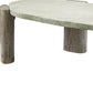 47" Beige and Oak Distressed Cement Oval Coffee Table