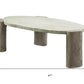 47" Beige and Oak Distressed Cement Oval Coffee Table