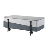 47" Gray White and Black Faux Marble Wood and Steel Lift Top Coffee Table