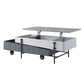 47" Gray White and Black Faux Marble Wood and Steel Lift Top Coffee Table