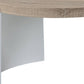 33" Oak and White Wood Round Partial Frame Coffee Table