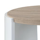 33" Oak and White Wood Round Partial Frame Coffee Table