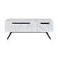 48" White and Black Wood and Steel Lift Top Coffee Table With Drawer