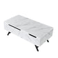 48" White and Black Wood and Steel Lift Top Coffee Table With Drawer