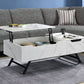 48" White and Black Wood and Steel Lift Top Coffee Table With Drawer