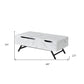 48" White and Black Wood and Steel Lift Top Coffee Table With Drawer