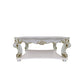 58" Ivory and Gold Wood Square Coffee Table With Shelf
