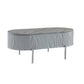 47" Gray Wood and Steel Oval Coffee Table With Drawer