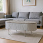 47" Gray Wood and Steel Oval Coffee Table With Drawer