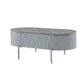 47" Gray Wood and Steel Oval Coffee Table With Drawer