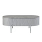 47" Gray Wood and Steel Oval Coffee Table With Drawer