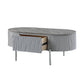47" Gray Wood and Steel Oval Coffee Table With Drawer