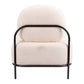 27" White And Black Sherpa And Upholstered Side Chair