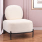27" White And Black Sherpa And Upholstered Side Chair