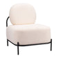 27" White And Black Sherpa And Upholstered Side Chair