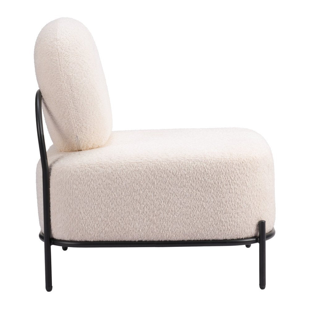 27" White And Black Sherpa And Upholstered Side Chair