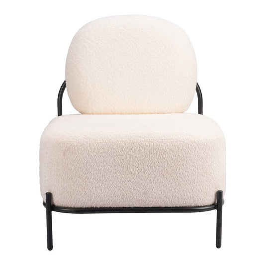 27" White And Black Sherpa And Upholstered Side Chair