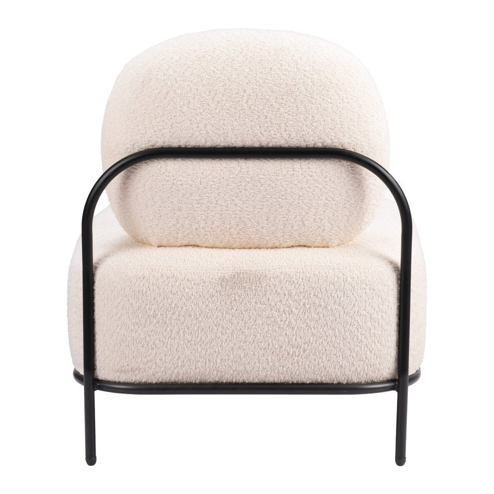 27" White And Black Sherpa And Upholstered Side Chair