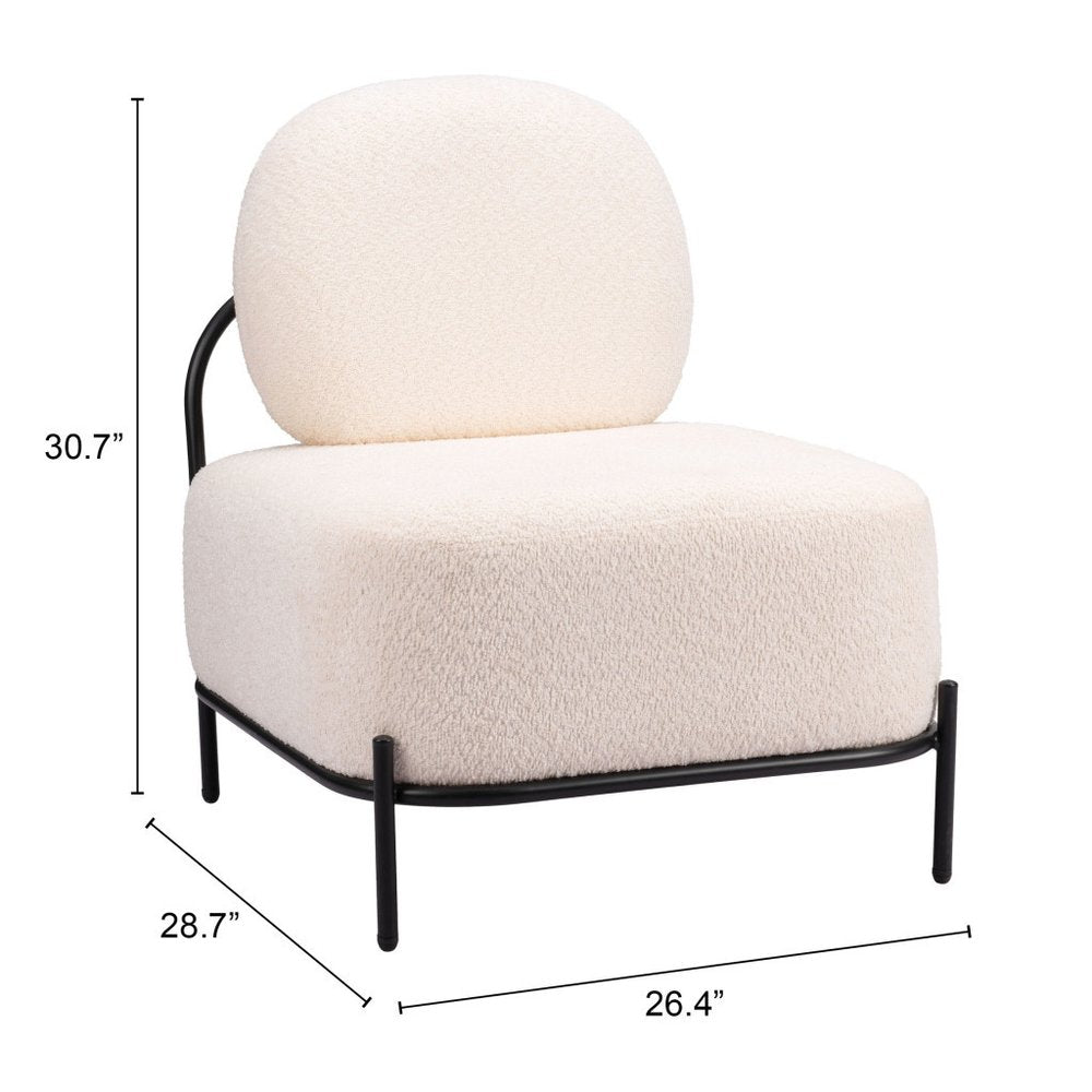 27" White And Black Sherpa And Upholstered Side Chair