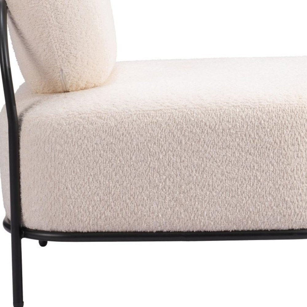 27" White And Black Sherpa And Upholstered Side Chair