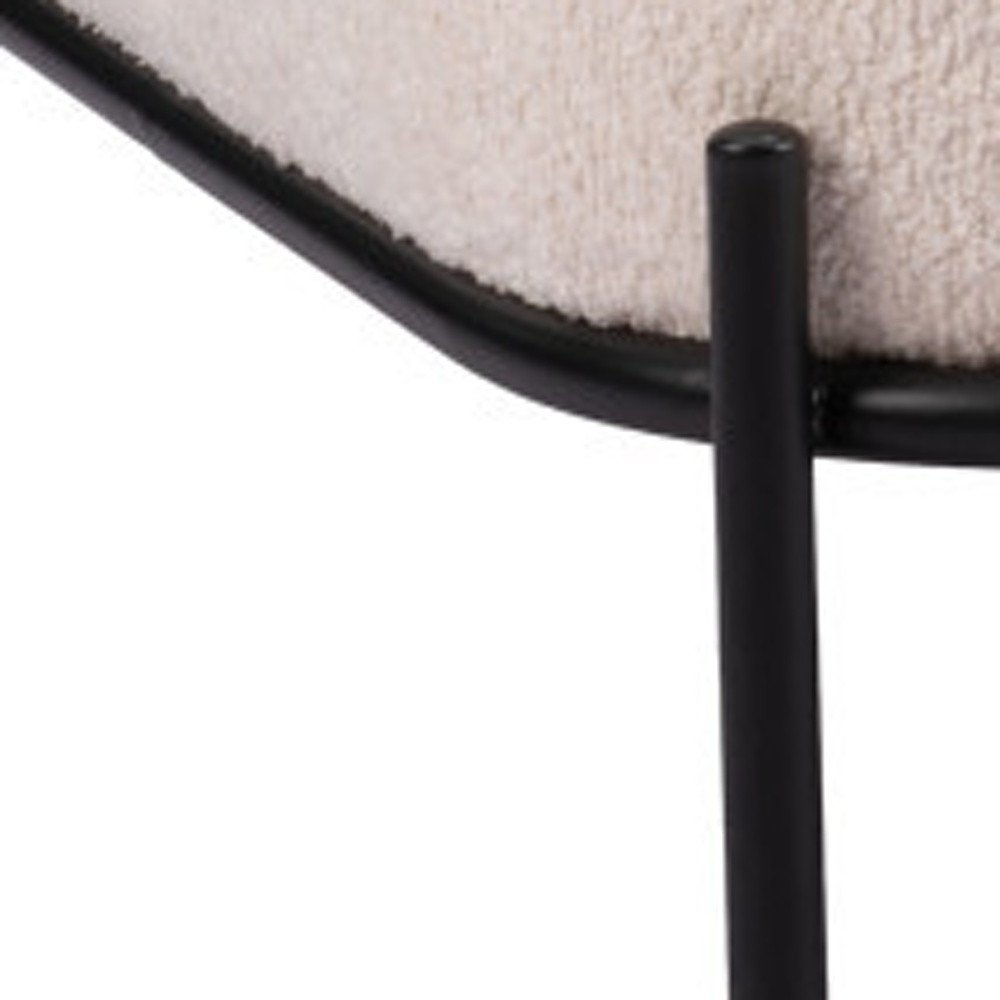 27" White And Black Sherpa And Upholstered Side Chair