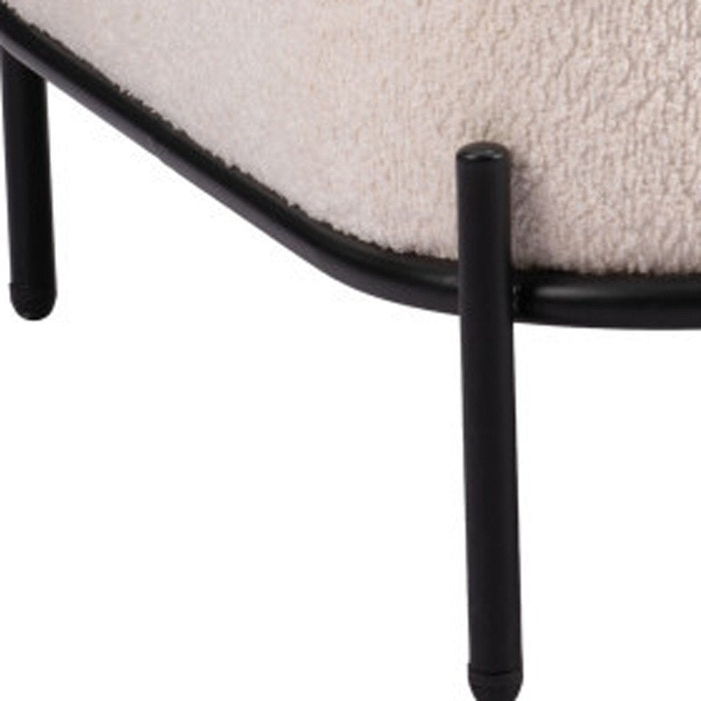 27" White And Black Sherpa And Upholstered Side Chair