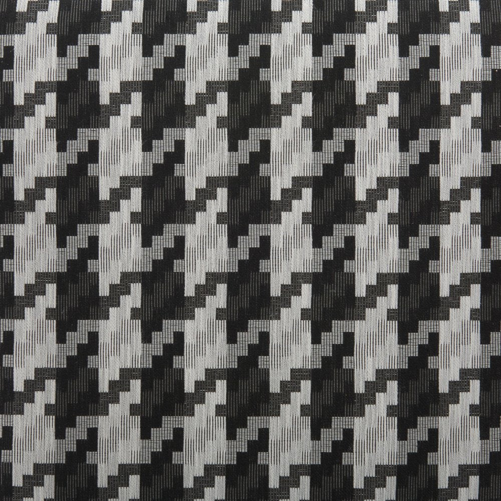 29" Black And White And Black Upholstered Houndstooth Arm Chair