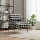 29" Black And White And Black Upholstered Houndstooth Arm Chair
