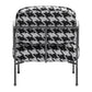 29" Black And White And Black Upholstered Houndstooth Arm Chair
