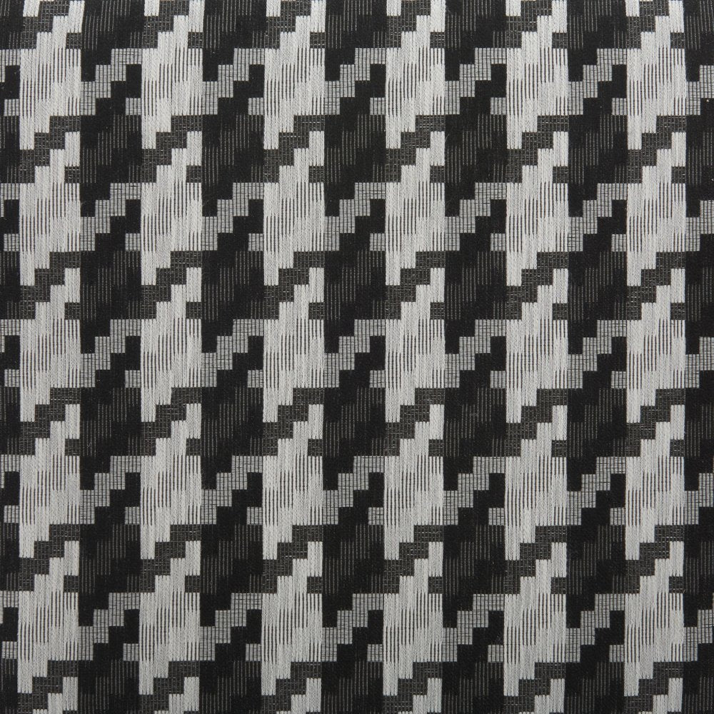 29" Black And White And Black Upholstered Houndstooth Arm Chair