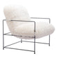 30" White And Black Sherpa And Upholstered Arm Chair