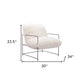 30" White And Black Sherpa And Upholstered Arm Chair