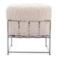 30" White And Black Sherpa And Upholstered Arm Chair
