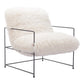 30" White And Black Sherpa And Upholstered Arm Chair