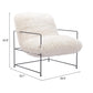 30" White And Black Sherpa And Upholstered Arm Chair