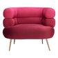 41" Red And Gold Velvet And Upholstered Arm Chair