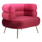 41" Red And Gold Velvet And Upholstered Arm Chair