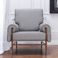 34" Gray And Brown Upholstered Arm Chair
