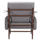 34" Gray And Brown Upholstered Arm Chair