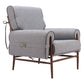 34" Gray And Brown Upholstered Arm Chair
