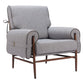 34" Gray And Brown Upholstered Arm Chair