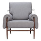 34" Gray And Brown Upholstered Arm Chair