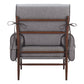 34" Gray And Brown Upholstered Arm Chair