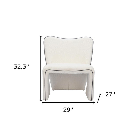 29" Ivory Faux Shearling And Upholstered Side Chair