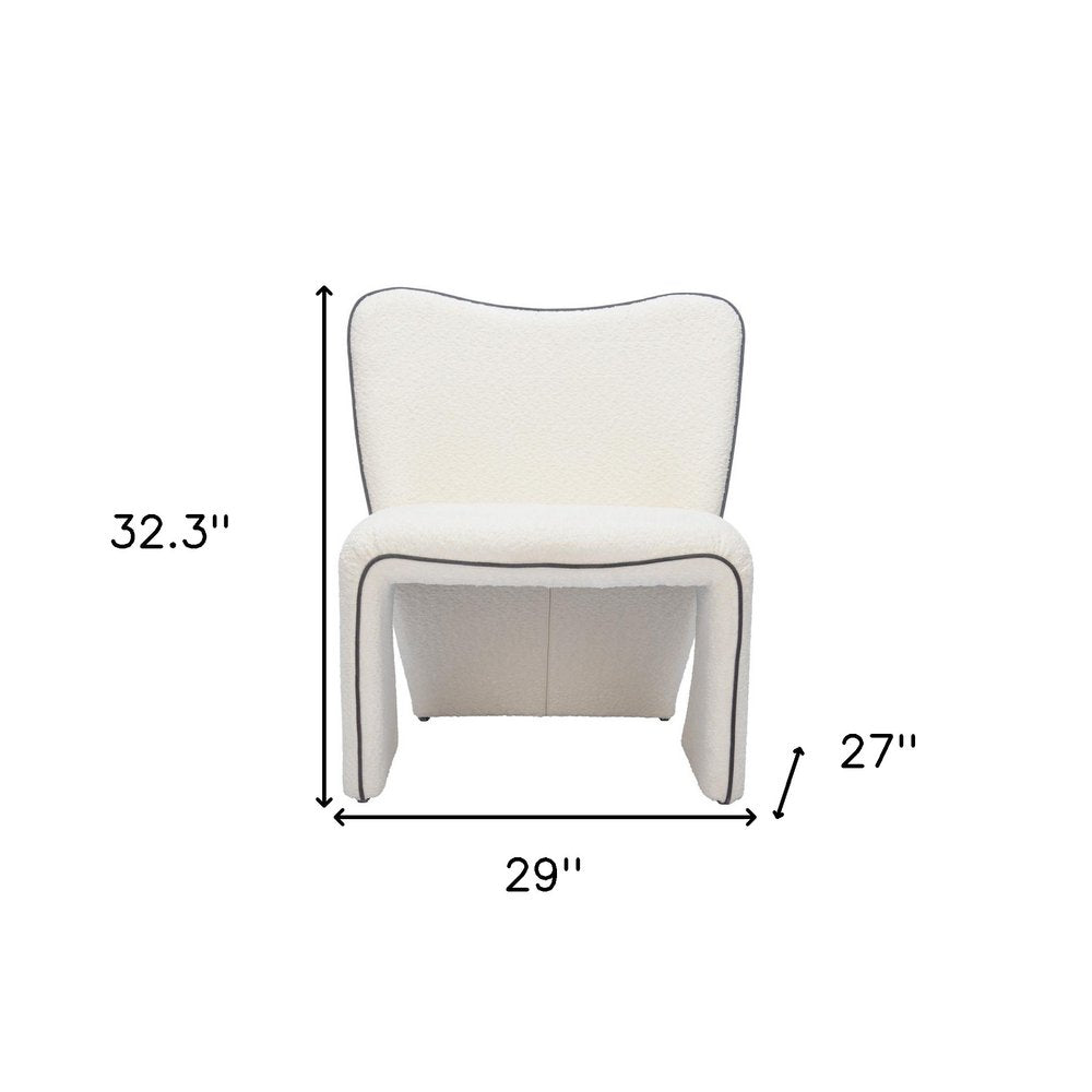 29" Ivory Faux Shearling And Upholstered Side Chair