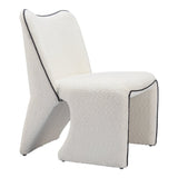 29" Ivory Faux Shearling And Upholstered Side Chair