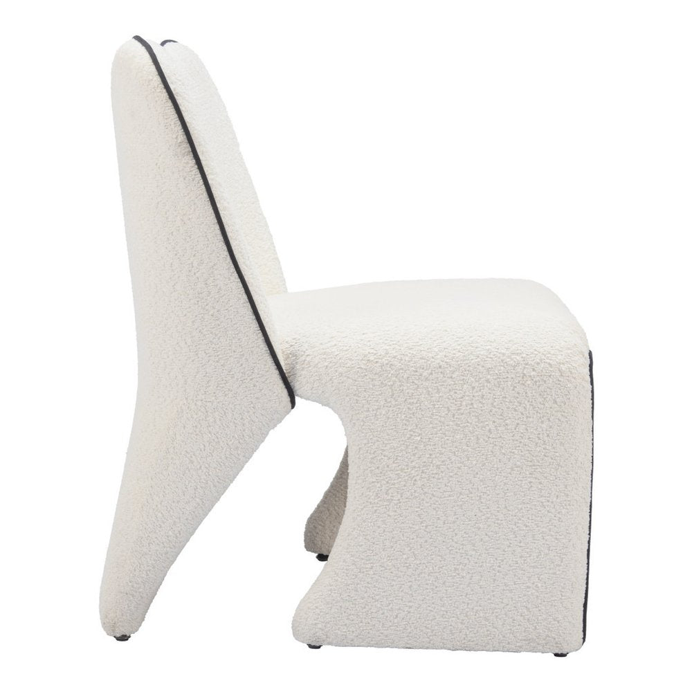 29" Ivory Faux Shearling And Upholstered Side Chair